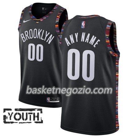 Canotte Bambino Brooklyn Nets Personalizzate 2018-19 Nike City Edition Nero Swingman